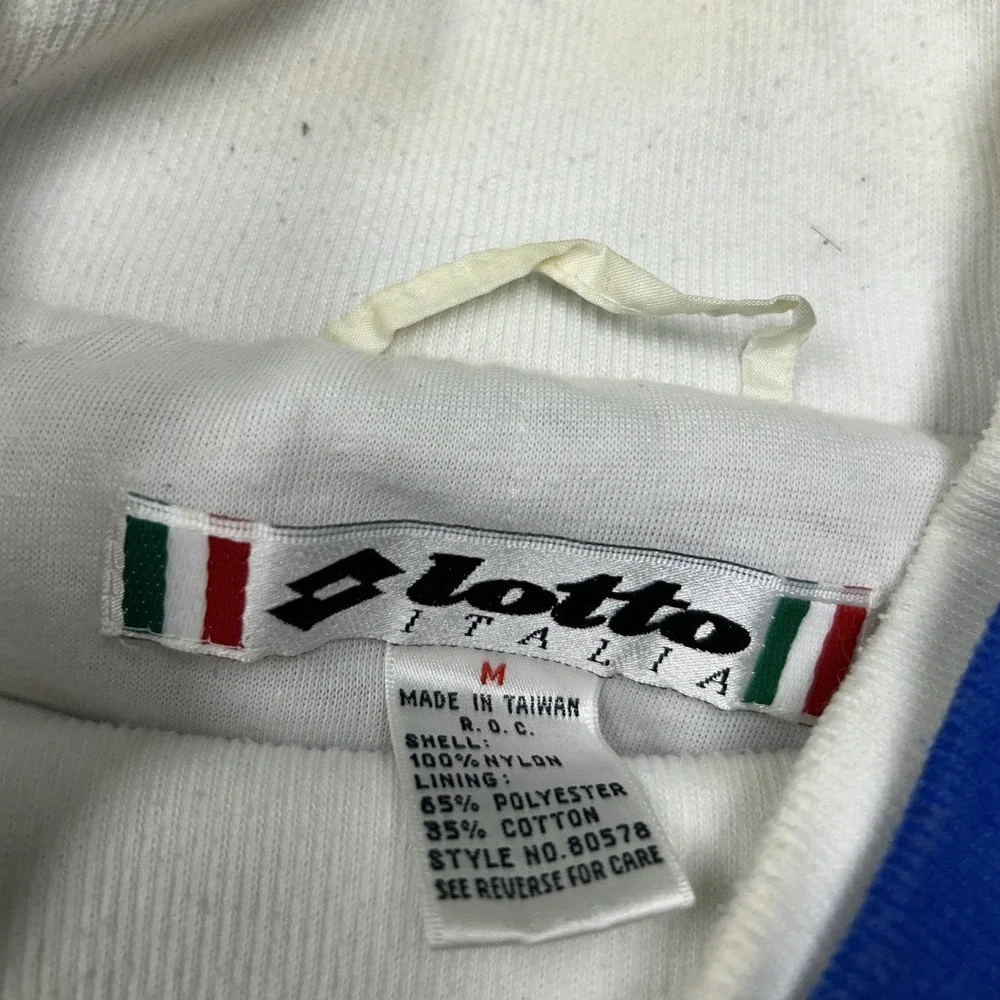 Lotto Windbreaker Mens M Blue White Excellent Vintage Soccer Calcio Pullover